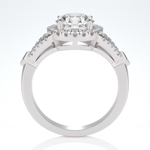 1.5ct D, VVS1 Moissanite Halo Ring - Picture 6 of 10